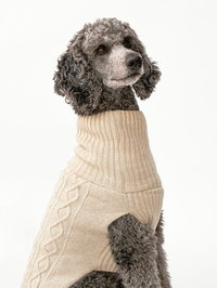 Dog sweater, cable knit, light beige